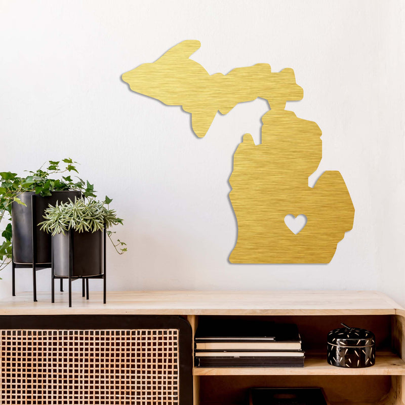 Michigan Love State - Metal Wall Art