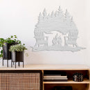 Campfire Lake View Metal Wall Art – Rustic Outdoor Camping Cabin Decor