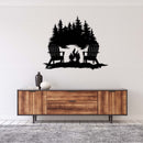 Campfire Lake View Metal Wall Art – Rustic Outdoor Camping Cabin Decor