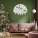 Christmas Night Scenery Metal Wall Art – Holiday Festive Winter Home Decor