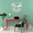 Tropical Flamingo Scenery Metal Wall Art – Exotic Bird Beach Coastal Home Decor