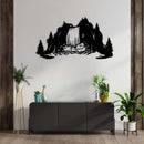 Waterfall View Metal Wall Art – Nature Scenic Waterfall Cabin Home Decor