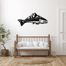 Trout Mountains Fish Design Metal Wall Art – Fishing Scenic Nature Cabin Decor