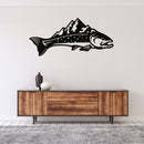 Trout Mountains Fish Design Metal Wall Art – Fishing Scenic Nature Cabin Decor