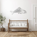 Trout Mountains Fish Design Metal Wall Art – Fishing Scenic Nature Cabin Decor