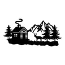 Deer Cabin Metal Wall Art – Rustic Wildlife Nature Home & Cabin Decor