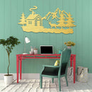 Deer Cabin Metal Wall Art – Rustic Wildlife Nature Home & Cabin Decor