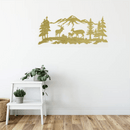 Deer Grazing Metal Wall Art – Wildlife Nature Cabin Home Decor