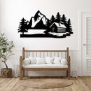 Cabin Scenery Metal Wall Art – Rustic Mountain Woodland Nature Home Decor