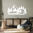 Cabin Scenery Metal Wall Art – Rustic Mountain Woodland Nature Home Decor