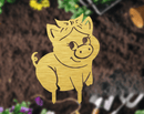 Piggy Garden Stakes - Metal Art