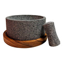 Chilmamolli King 8" Volcanic Stone Molcajete with Wooden Base
