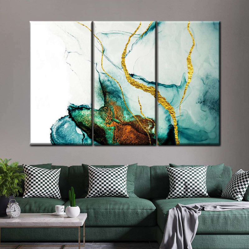 Abstract Gold Streaks Wall Art