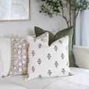Mia Floral Block Printed Pillow Cover | Forest Green