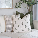Mia Floral Block Printed Pillow Cover | Forest Green