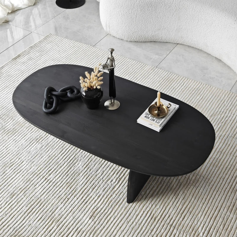 Miami Designer Coffee Table Solid Wood (W)24" (L)48" (H)13.75" black vase and decorative items on the table coffee mug and books