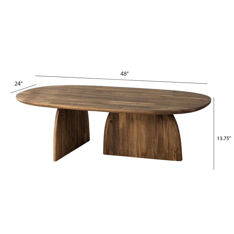 Miami Designer Coffee Table Solid Wood (W)24" (L)48" (H)13.75" walnut dimensions