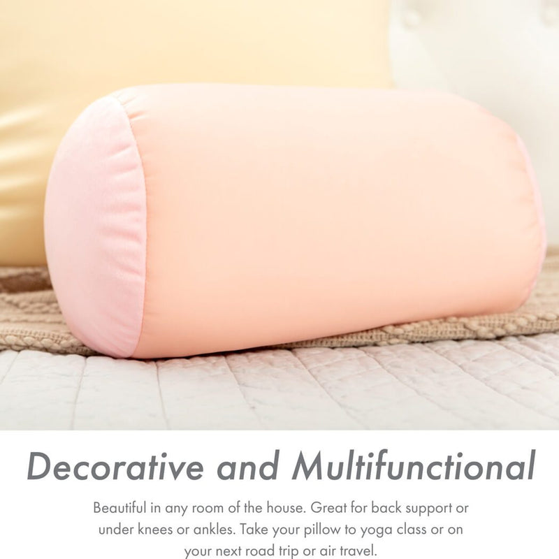 Microbead Squishy Bolster Neck Roll Pillow - Silky Feel, 14" x 8" x 8"