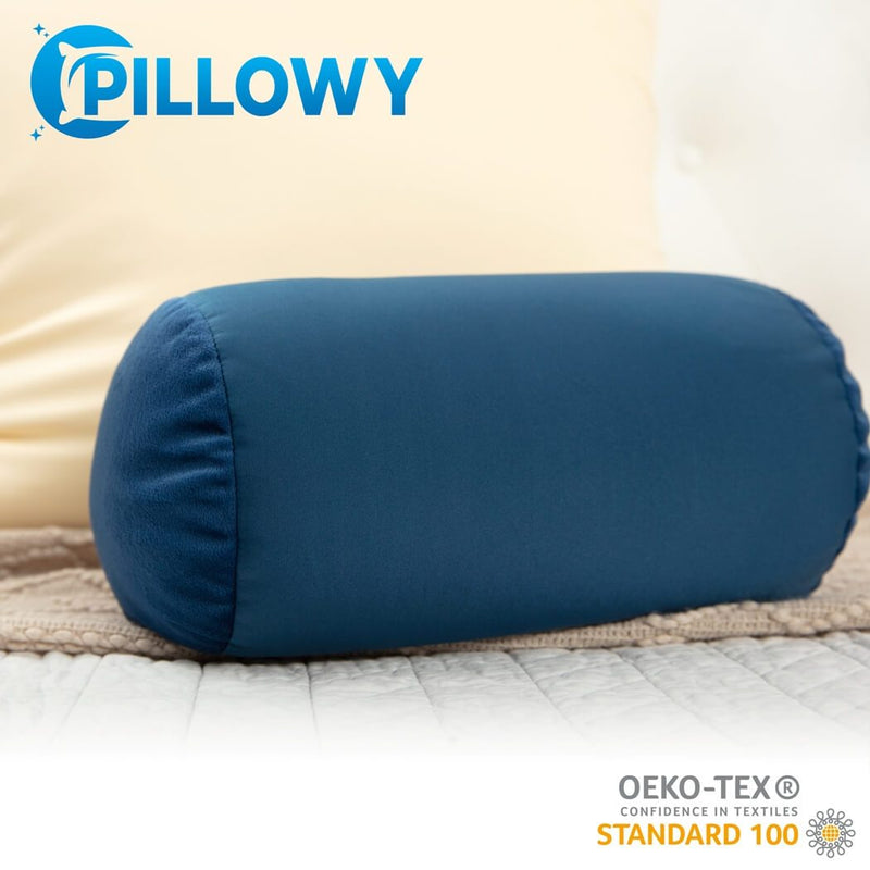 Microbead Squishy Bolster Neck Roll Pillow - Silky Feel, 14" x 8" x 8"