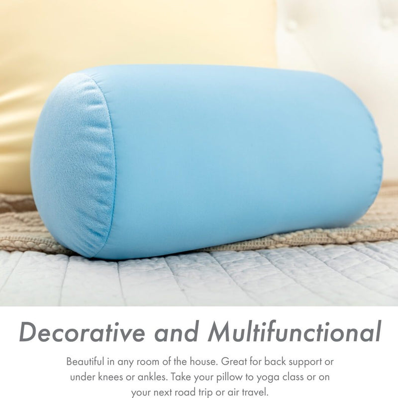 Microbead Squishy Bolster Neck Roll Pillow - Silky Feel, 14" x 8" x 8"