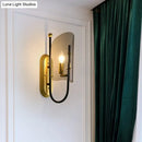 DecorBites™ Mid Century Black-Brass 1-Light Hall Wall Sconce Lamp with Smoke Grey Curving Glass Shade