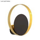 Mid century black & gold circle sconce – bedroom wall light
