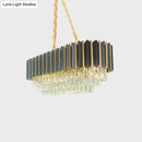 Mid century black & gold crystal island pendant dining room light fixture