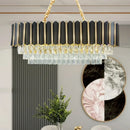 Mid century black & gold crystal island pendant dining room light fixture