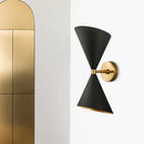 DecorBites™ Mid-Century Black-Gold Metal Wall Lamp with Deformed Cocktail Shaker Sconce Light - 2 Bulbs