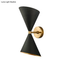 DecorBites™ Mid-Century Black-Gold Metal Wall Lamp with Deformed Cocktail Shaker Sconce Light - 2 Bulbs