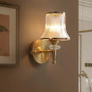 Mid-century brass crystal ribbed wall mounted lamp living room
