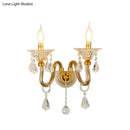 DecorBites™ Mid-Century 1/2 Lights Wall Sconce with Brass Candle Design and Crystal Shade