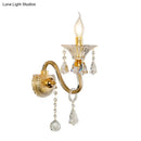 DecorBites™ Mid-Century 1/2 Lights Wall Sconce with Brass Candle Design and Crystal Shade