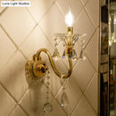 DecorBites™ Mid-Century 1/2 Lights Wall Sconce with Brass Candle Design and Crystal Shade