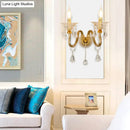 DecorBites™ Mid-Century 1/2 Lights Wall Sconce with Brass Candle Design and Crystal Shade
