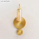 Mid century brass gooseneck wall lamp – bedroom sunburst sconce