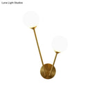 DecorBites™ Opaline Glass Globe LED Wall Light Fixture - Mid Century Brass Wall Mount Lamp with 2 Lights