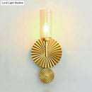 Mid century brass scalloped backplate wall sconce bedroom amber glass