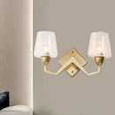 DecorBites™ Mid-Century Wall Lamp with Truncated Cone Shade and Smoke/Clear Glass - Brass Sconce Light Fixture