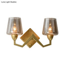 DecorBites™ Mid-Century Wall Lamp with Truncated Cone Shade and Smoke/Clear Glass - Brass Sconce Light Fixture