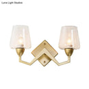 DecorBites™ Mid-Century Wall Lamp with Truncated Cone Shade and Smoke/Clear Glass - Brass Sconce Light Fixture