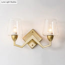 DecorBites™ Mid-Century Wall Lamp with Truncated Cone Shade and Smoke/Clear Glass - Brass Sconce Light Fixture