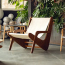 Mid-century brown and cream decorbites canvas recliner living room chair