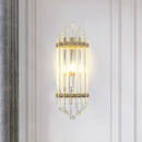 DecorBites™ Clear Crystal Pipe Flush Wall Sconce - Mid Century 1 Light for Living Room