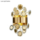 Mid century gold crystal wall light integrated led living room