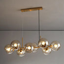 Mid-century gold metal smoked glass chandelier – dining room led light