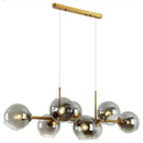 Mid-century gold metal smoked glass chandelier – dining room led light