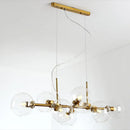 Mid-century gold metal smoked glass chandelier – dining room led light