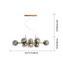 Mid-century gold metal smoked glass chandelier – dining room led light