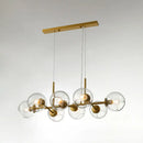 Mid-century gold metal smoked glass chandelier – dining room led light